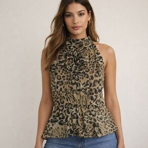 FLASH SALE🚨🚨🚨 Woman Chic Leopard Print Halter Blouse